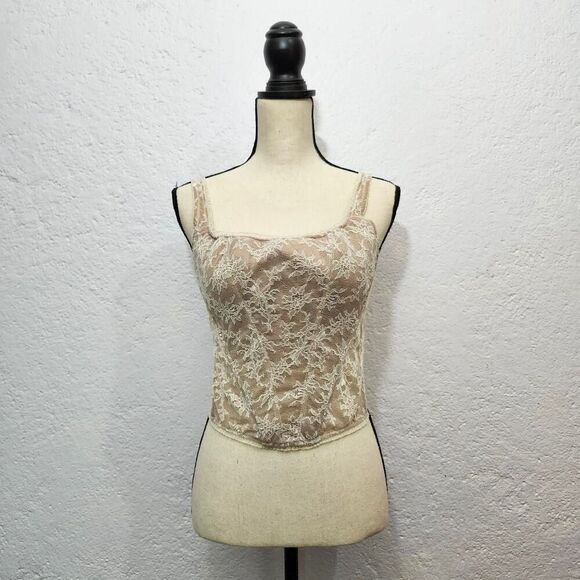 Other - Cream beige lace corset style tank top